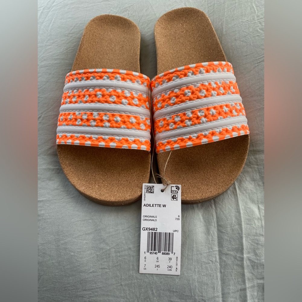 Adidas Aidette Orange and White Slide Sandals